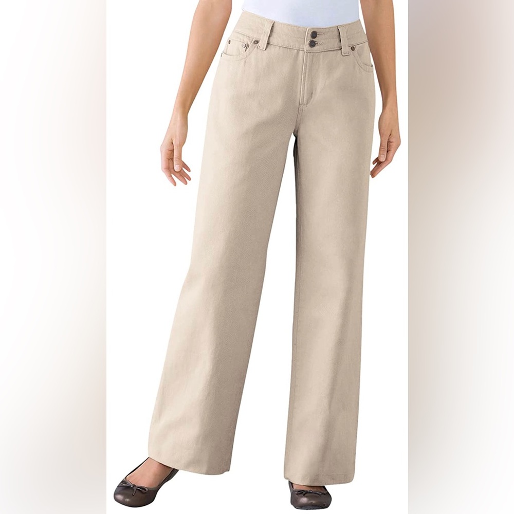 Woman Within Women's Plus Size Tall Wide Leg Cotton Jean 26W - New No Tag